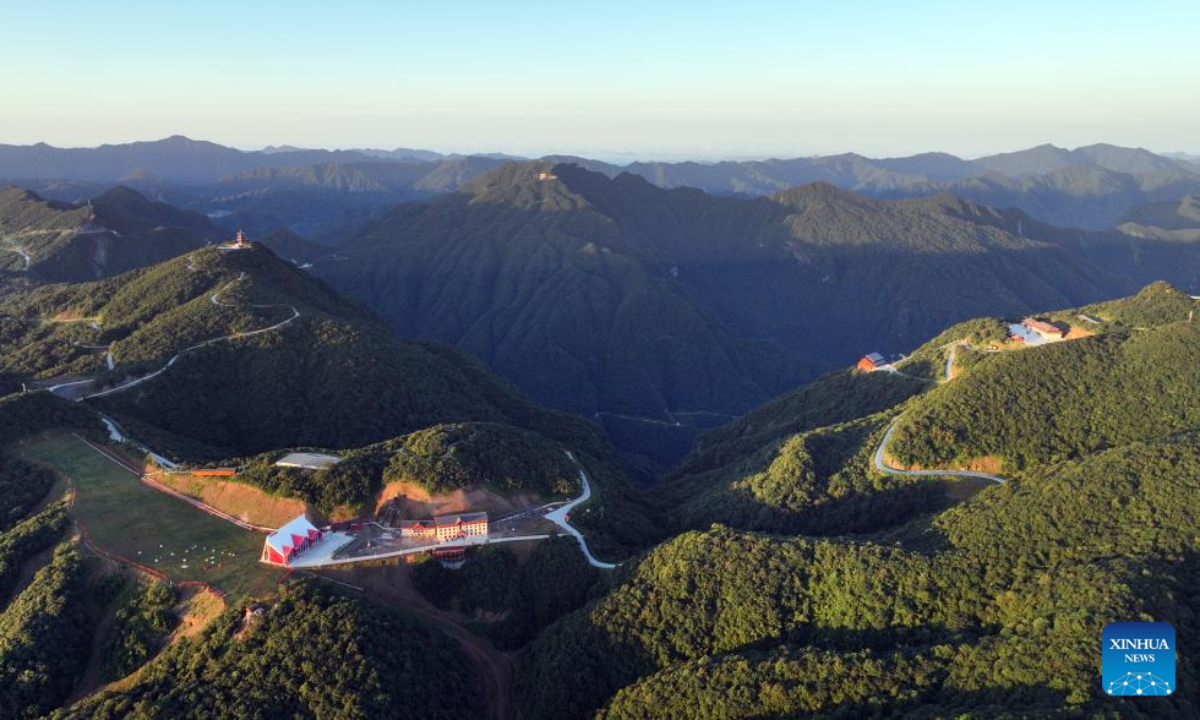 Aerial photo taken on July 23, 2022 shows the scenery of Longtoushan scenic area in Hanzhong, northwest China's Shaanxi Province. Photo:Xinhua