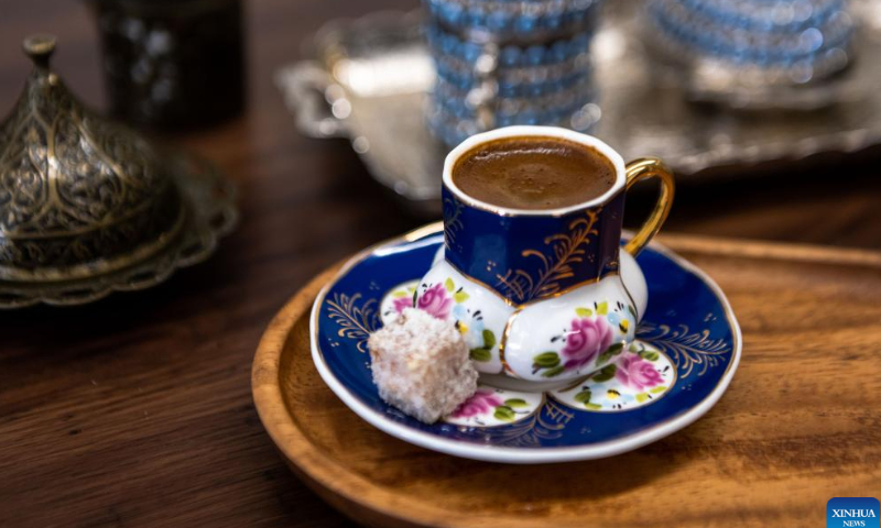 Photo taken on July 11, 2022 shows a set of traditional Turkish coffee at Tulip Turkish Cafe Bar in Kunming, southwest China's Yunnan Province. Photo: Xinhua