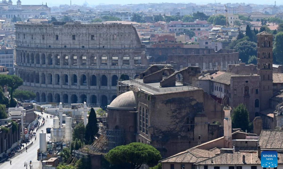 Photo taken on July 22, 2022 shows the Colosseo in Rome, Italy. Photo:Xinhua