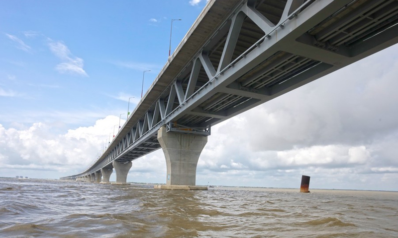 Photo shows Bangladesh's largest Padma Bridge, built by a Chinese firm, in Munshiganj, Bangladesh June 25, 2022.(Photo: Xinhua)