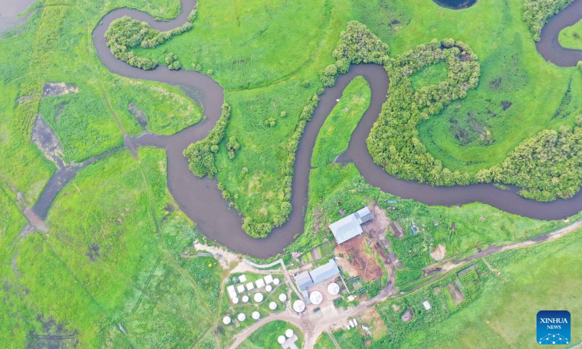 Aerial photo taken on July 25, 2022 shows a view of the Jiuquwan scenic area in Xilingol League, north China's Inner Mongolia Autonomous Region. Photo:Xinhua