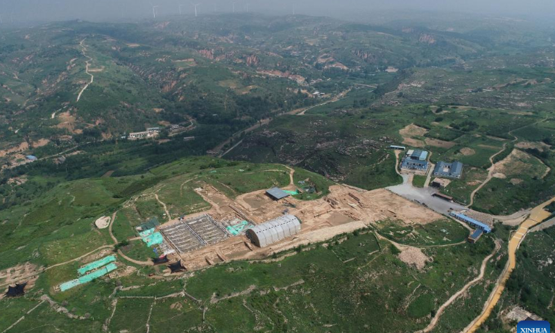 Aerial photo taken on Aug. 6, 2022 shows a view of the Shimao ruins, an important prehistoric site in Shenmu City, northwest China's Shaanxi Province. Photo: Xinhua