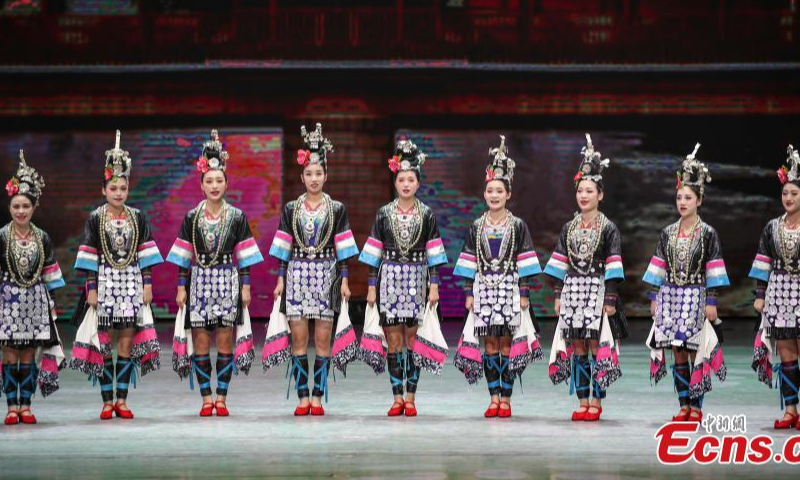 Actors perform Colorful Guizhou Style at Guiyang Grand Theater in Guiyang, southwest China's Guizhou Province, Aug 4, 2022. (Photo: China News Service/Qu Honglun)

The show, which debuted in 2006, has been performed over 5,000 times in over 40 cities across the country and in over 30 countries or regions worldwide.