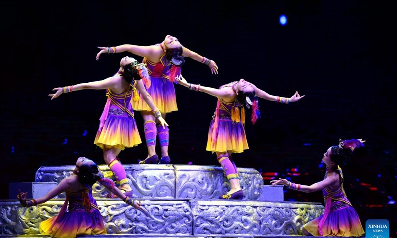 Actors perform in the show Colorful Guizhou Style at Guiyang Grand Theatre in Guiyang, southwest China's Guizhou Province, July 30, 2022. Photo:Xinhua