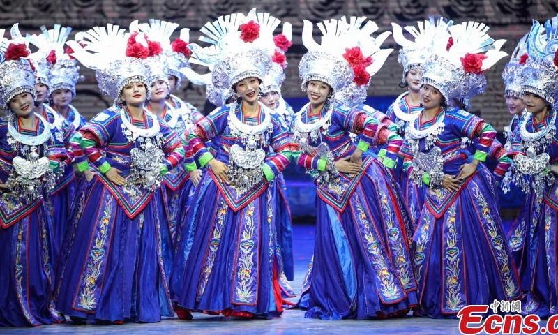 Actors perform Colorful Guizhou Style at Guiyang Grand Theater in Guiyang, southwest China's Guizhou Province, Aug 4, 2022. (Photo: China News Service/Qu Honglun)

The show, which debuted in 2006, has been performed over 5,000 times in over 40 cities across the country and in over 30 countries or regions worldwide.