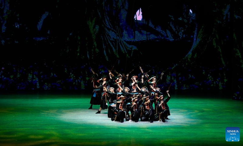 Actors perform in the show Colorful Guizhou Style at Guiyang Grand Theatre in Guiyang, southwest China's Guizhou Province, July 30, 2022. Photo:Xinhua