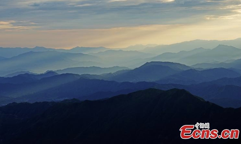 Aerial view of the Yuanbao mountain National Nature Reserve in Rongshui Miao autonomous county of Liuzhou city, south China's Guangxi Zhuang Autonomous Region, July 31, 2022. (Photo provided to China News Service)