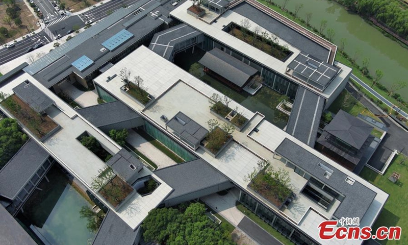Aerial view shows the Hangzhou branch of the China's National Archives of Publications and Culture in Hangzhou, east China's Zhejiang Province, Aug. 1, 2022. (Photo: China News Service/Wang Gang)

