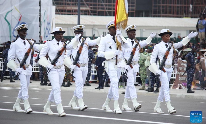 People parade during celebrations marking the 62nd anniversary of Benin's independence in Cotonou, Benin, on Aug. 1, 2022.(Photo: Xinhua)