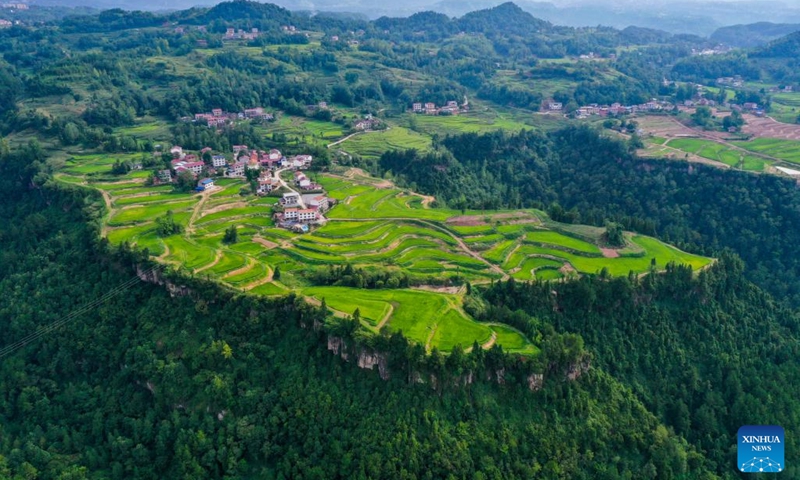 Aerial photo taken on Aug. 2, 2022 shows a view of Bayi Village in Wanzhou District of southwest China's Chongqing.(Photo: Xinhua)