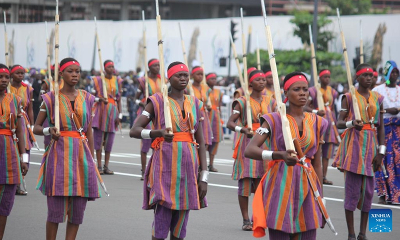 Beninese women take part in celebrations marking the 62nd anniversary of Benin's independence in Cotonou, Benin, on Aug. 1, 2022.(Photo: Xinhua)