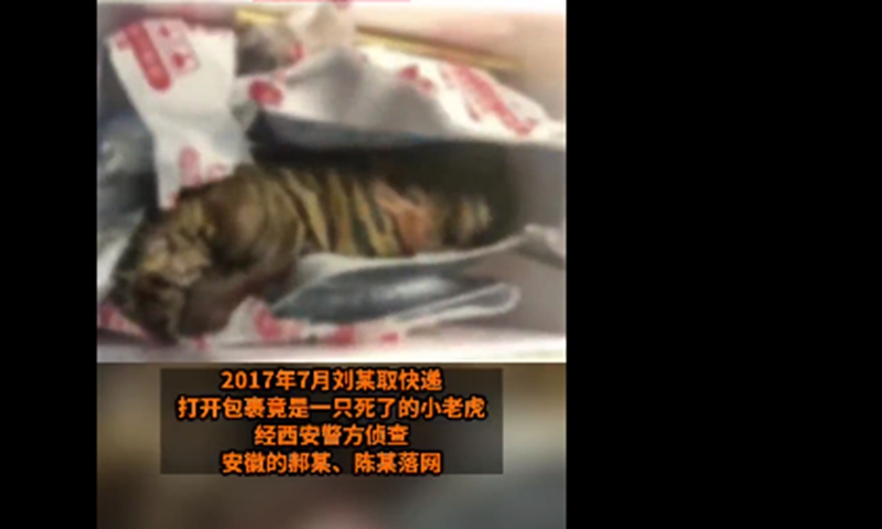 Recently, Xi'an Railway Transport Court in Northwest China's Shaanxi Province has sentenced two people involved in a wildlife trade by express delivery to five years in prison. Screenshot of the package from D Video