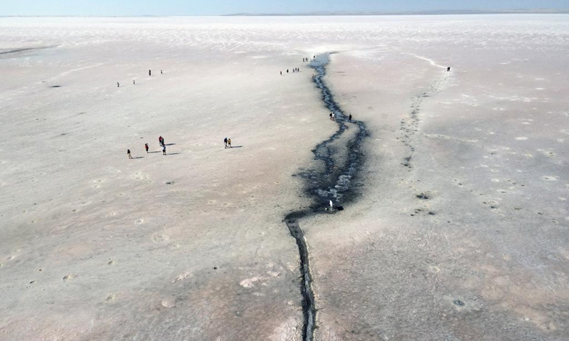 Aerial photo taken on Aug. 24, 2022 shows a view of the Salt Lake in Ankara, Türkiye.(Photo: Xinhua)