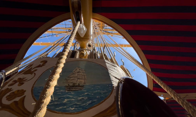 Photo taken on Aug. 27, 2022 shows the inside of the Italian Navy training ship Amerigo Vespucci in Valletta, Malta.Photo:Xinhua