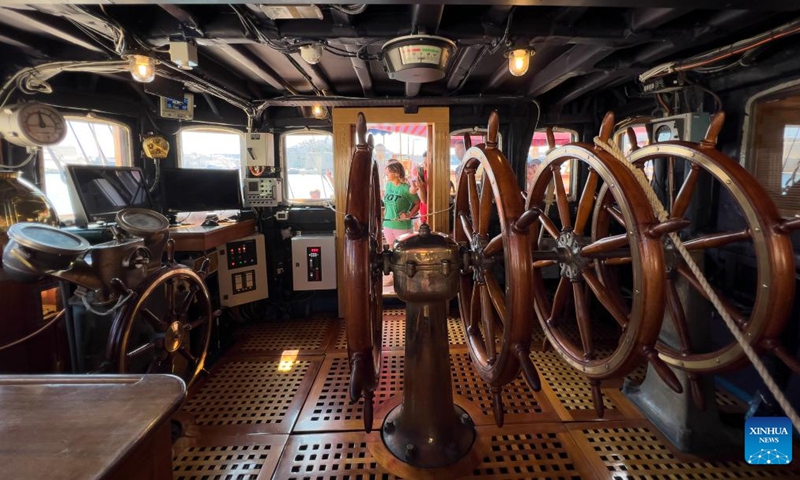 Photo taken on Aug. 27, 2022 shows the inside of the Italian Navy training ship Amerigo Vespucci in Valletta, Malta.Photo:Xinhua