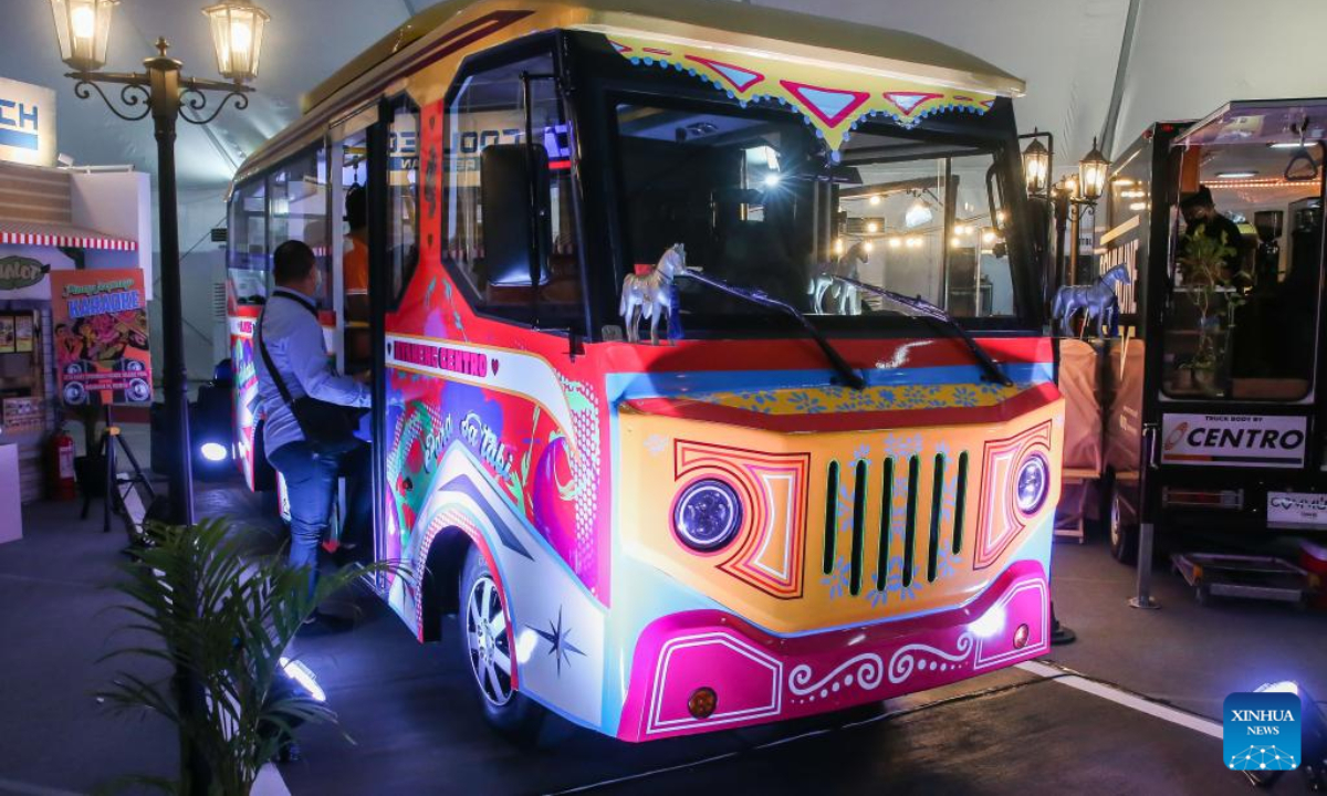 A concept modern public utility jeepney is seen at the Philippine International Motor Show in Pasay City, the Philippines, Sep 17, 2022. Photo:Xinhua