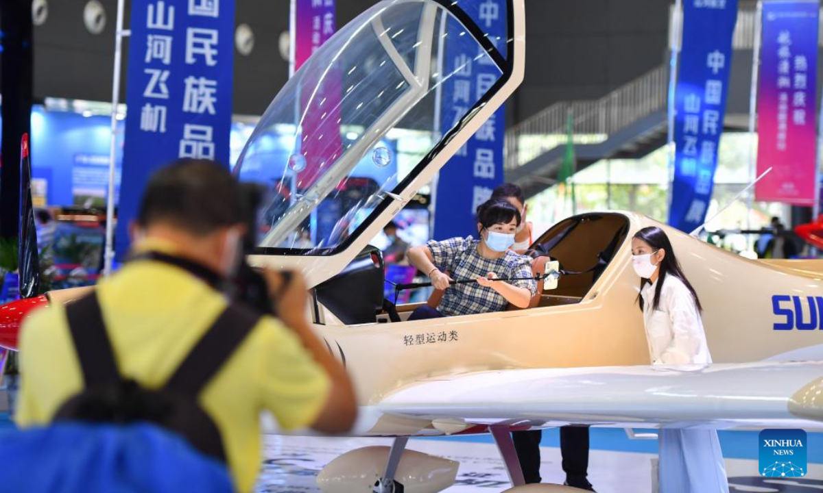 Visitors are seen during the 2022 Hunan (International) General Aviation Industry Expo at the Changsha International Convention and Exhibition Center in Changsha, central China's Hunan Province, Sep 1, 2022. Photo:Xinhua