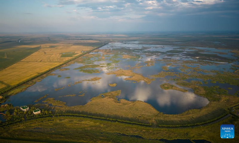 Aerial photo taken on Sept. 8, 2022 shows a scenery of the Fujin National Wetland Park in Fujin City of northeast China's Heilongjiang Province. (Xinhua/Zhang Tao)