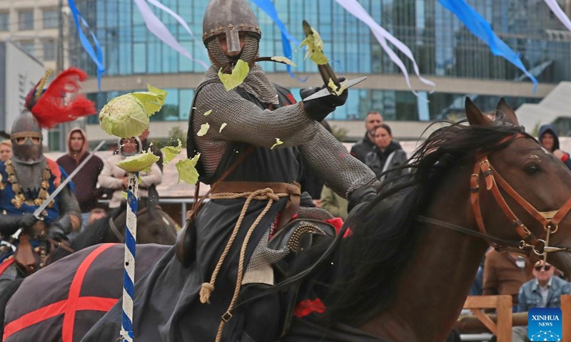 People dressed as knights take part in Minsk City Day celebrations in Minsk, Belarus, Sept. 10, 2022. Minsk City Day was celebrated on Sept. 10-11 to mark the city's 955th anniversary.Photo:Xinhua