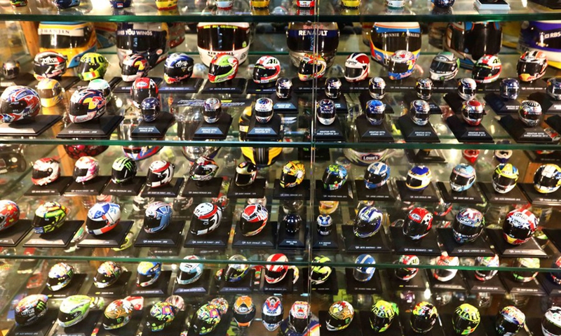 Helmets are displayed in Billy Karam Museum in Zouk Mosbeh, Lebanon, on Sept. 12, 2022.(Photo: Xinhua)