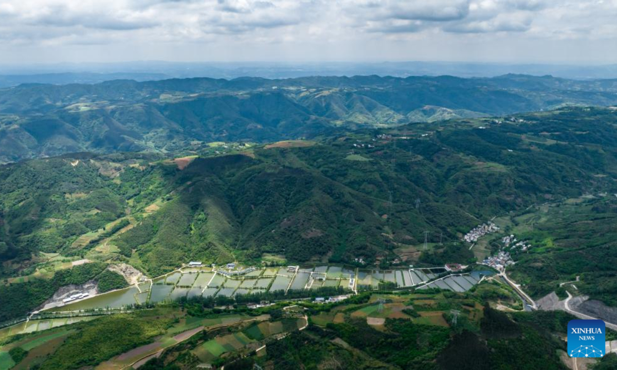 Aerial photo taken on June 19, 2022 shows an aquatic product breeding base in Yiliang County, southwest China's Yunnan Province. Photo:Xinhua