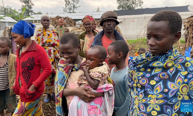 Photo taken on Sept. 18, 2022 shows displaced people at a temporary shelter in Rumangabo, a town of the North Kivu province, the Democratic Republic of the Congo (DRC).(Photo: Xinhua)