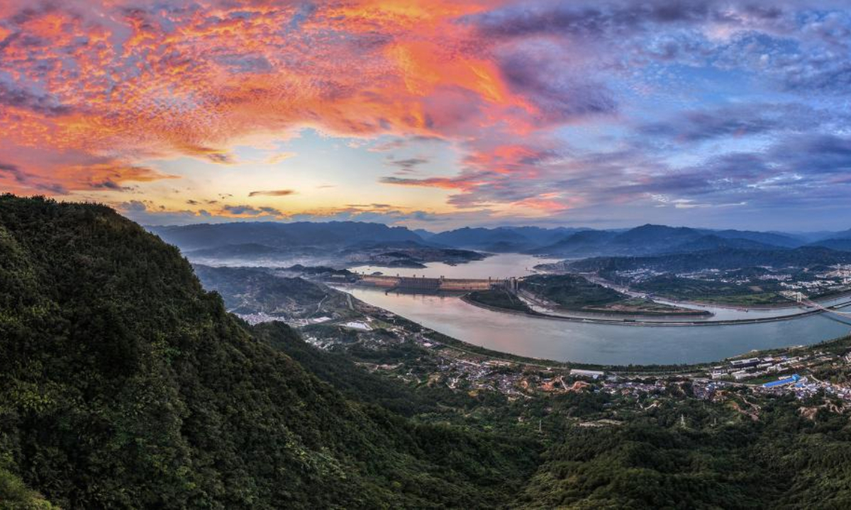 Aerial panoramic photo taken on Sep 29, 2022 shows the scenery of the Three Gorges project in Yichang City, central China's Hubei Province. Photo:Xinhua