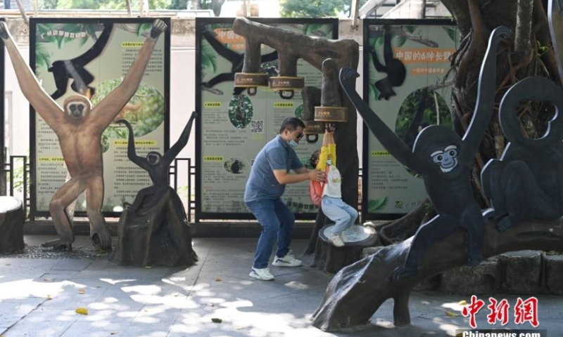 A kid plays in a gibbon themed playground at the Guangzhou Zoo in south China's Guangdong Province, 2022. Photo: China News Service