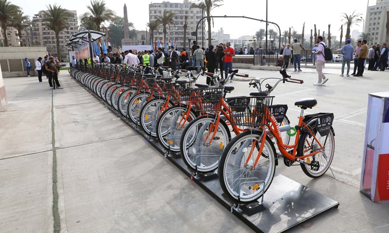 A photo shows the bicycles to be used in the first bike-sharing project in the Egyptian capital Cairo. The project was inaugurated on Oct. 20, 2022.(Photo: Xinhua)