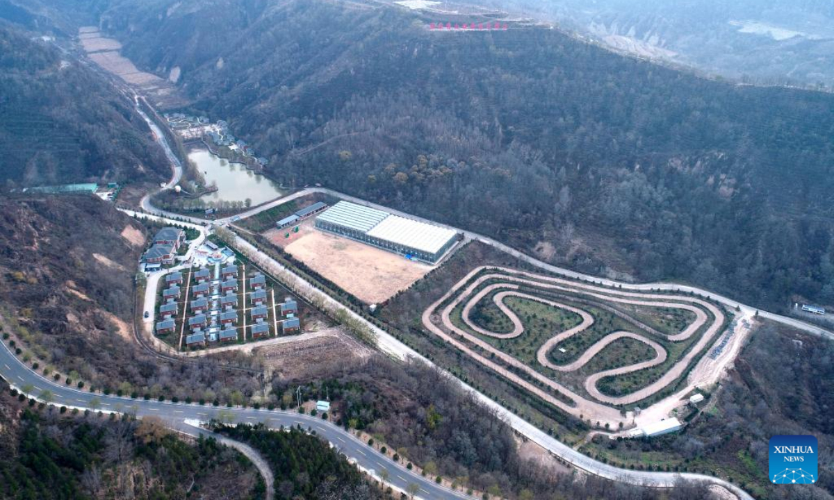 This aerial photo taken on Oct 26, 2022 shows a view of a demonstration area for ecological agriculture in Nangou Village of Yan'an, northwest China's Shaanxi Province. Photo:Xinhua