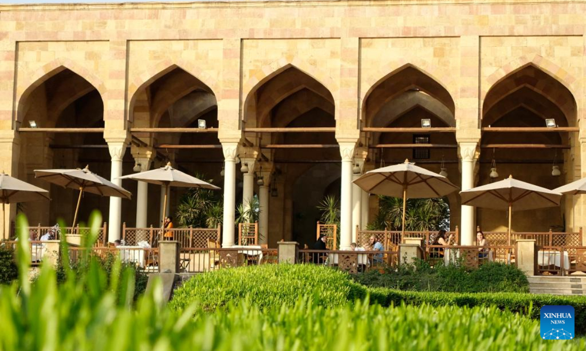 People spend time at Al-Azhar Park in Cairo, Egypt, on Oct 24, 2022. Photo:Xinhua