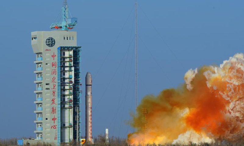 A Long March-2D carrier rocket carrying Shiyan-20 C satellite blasts off from the Jiuquan Satellite Launch Center in northwest China Oct. 29, 2022. The satellite was launched at 9:01 a.m. Beijing Time (0101 GMT) and has entered the planned orbit successfully. Photo: Xinhua