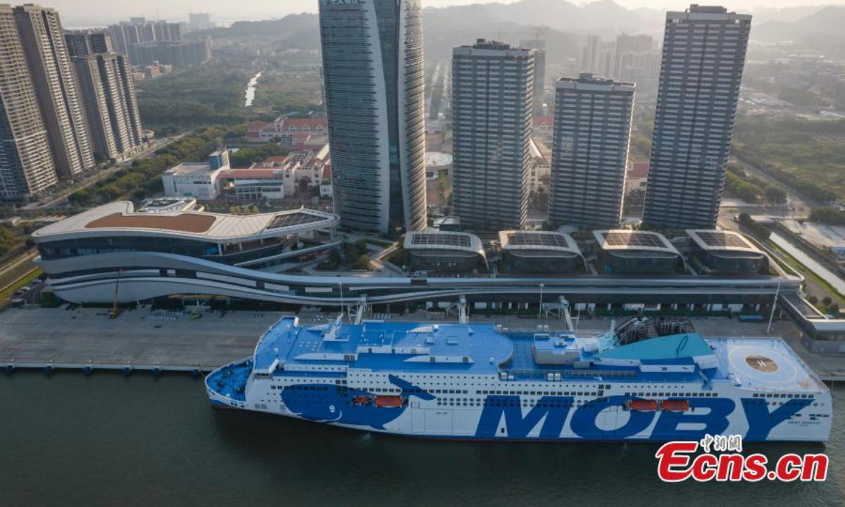 World's largest ro-ro passenger ship No.1 moors at Nansha international cruise port in Guangzhou, south China's Guangdong Province, Oct 27, 2022. Photo: China News Service