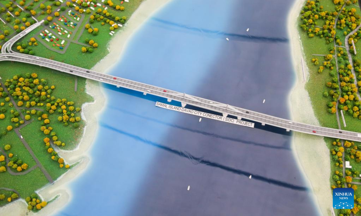 A scale model of the China-funded Samal Island-Davao City Connector Bridge is seen during its groundbreaking ceremony in Davao City, the Philippines, Oct 27, 2022. Photo:Xinhua