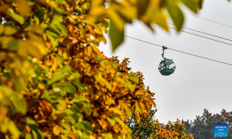 This photo taken on Oct. 25, 2022 shows the scenery of Panshan Mountain scenic resort in Jizhou District, north China's Tianjin. (Xinhua/Sun Fanyue)