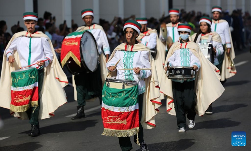 People take part in a parade to celebrate the National Day in Algiers, Algeria, Oct. 31, 2022.(Photo: Xinhua)