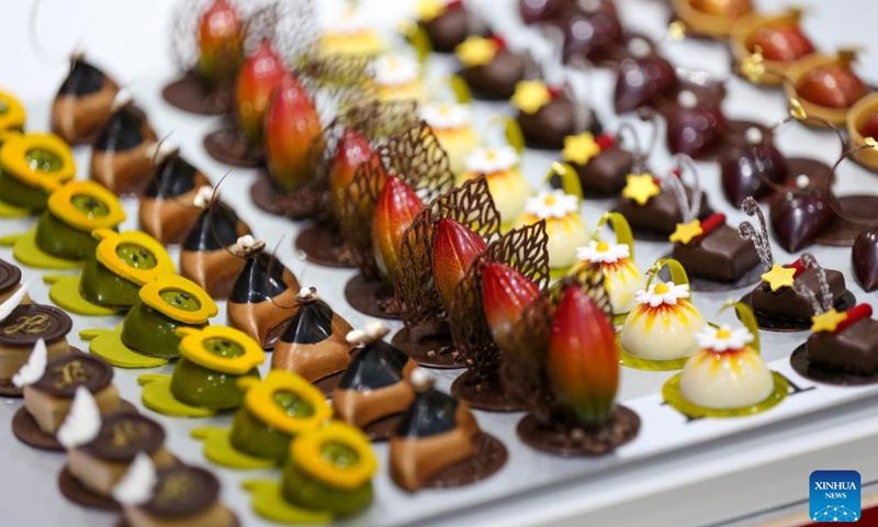 Desserts are displayed during the Coex Food Week 2022 in Seoul, South Korea, Nov. 2, 2022. The event kicked off in Seoul on Wednesday. (Photo: Xinhua)