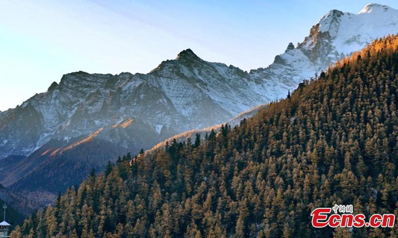 Known for its blue sky, snow mountains, lakes and glaciers, the Daocheng Yading Nature Reserve, dubbed the last Shangri-la, forms a unique landscape and natural beauty in Ganzi Tibetan Autonomous Prefecture, southwest China's Sichuan Province, Nov. 7, 2022. (Photo: China News Service/Xiao Rong)

