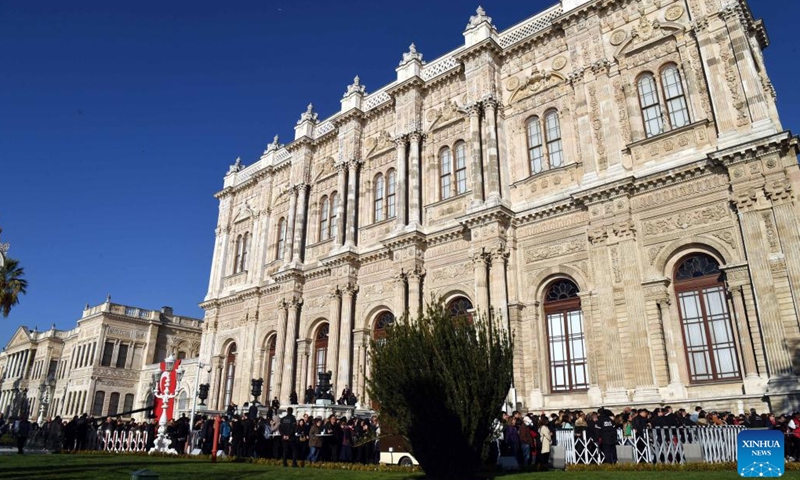 People gather to commemorate the 84th death anniversary of Mustafa Kemal Ataturk in Istanbul, Türkiye, Nov. 10, 2022. Türkiye mourned on Thursday the 84th death anniversary of Mustafa Kemal Ataturk, founder of the Republic of Türkiye.(Photo: Xinhua)