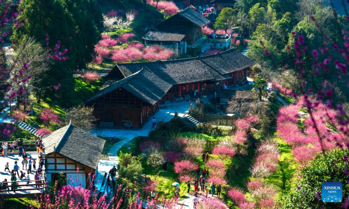 This photo taken on March 31, 2021 shows a view of Chenjiapo Village of Yongshun County, central China's Hunan Province. Photo:Xinhua