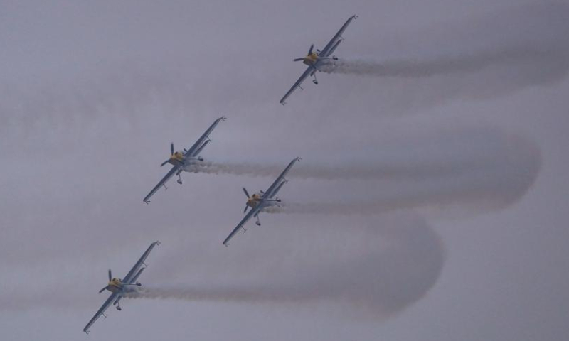 Aircraft from a South African aerobatic team perform at the Nanchang Air Show in Nanchang, east China's Jiangxi Province, Nov. 25, 2022. The 2022 China Aviation Industry Conference and Nanchang Air Show kicked off here on Friday. (Xinhua/Zhou Mi)