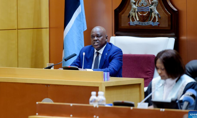 Botswanan President Mokgweetsi Masisi delivers the State of the Nation Address to the first meeting of the fourth session of the 12th parliament in Gaborone, Botswana, Nov. 14, 2022. Masisi said Monday that sustainable use of natural resources and mitigation of the harmful effects of climate change were critical for the country's sustainable development. Photo: Xinhua