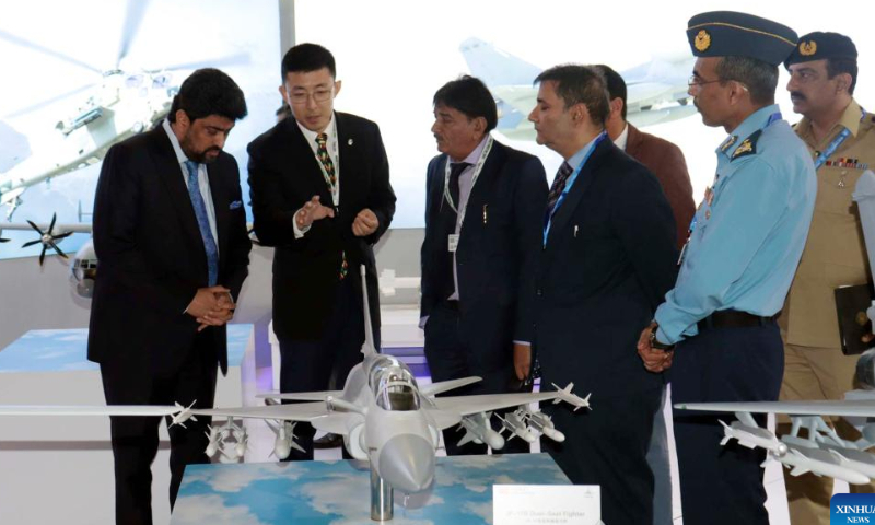 People visit the International Defense Exhibition and Seminar (IDEAS) in Karachi, Pakistan on Nov. 16, 2022. The 11th edition of IDEAS is held at the Karachi Expo Center in Pakistan's southern port city of Karachi. Photo: Xinhua