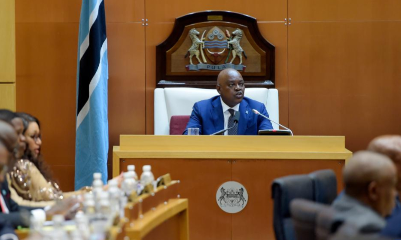 Botswanan President Mokgweetsi Masisi delivers the State of the Nation Address to the first meeting of the fourth session of the 12th parliament in Gaborone, Botswana, Nov. 14, 2022. Masisi said Monday that sustainable use of natural resources and mitigation of the harmful effects of climate change were critical for the country's sustainable development. Photo: Xinhua