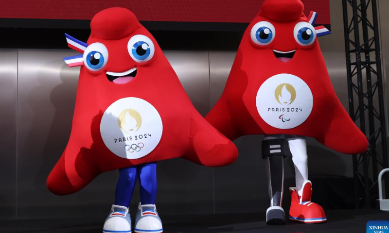 Photo taken on Nov. 14, 2022 shows the Phryges, unveiled as the official mascots of Paris 2024 Olympic and Paralympic Games during a press conference in Saint Denis, France. Photo: Xinhua