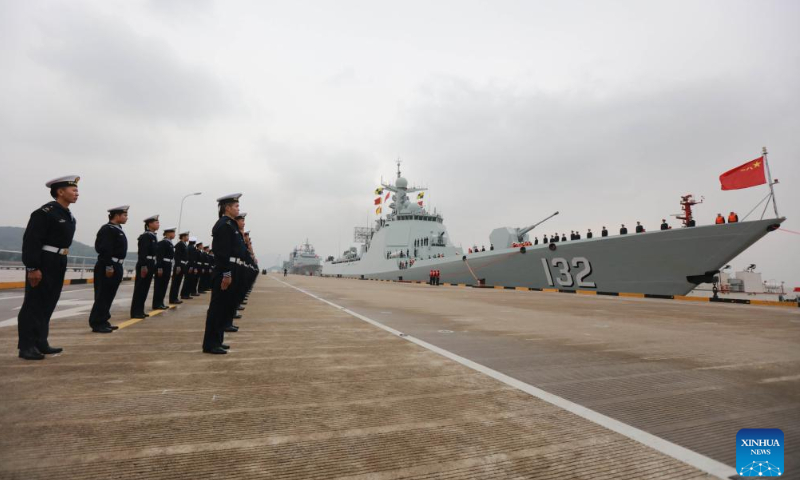 The 41st fleet of the Chinese People's Liberation Army Navy returns to a military port in Zhoushan, east China's Zhejiang Province, Nov. 15, 2022. A Chinese navy fleet returned to the port city of Zhoushan in east China's Zhejiang Province on Tuesday after completing its mission of escorting civilian vessels in the Gulf of Aden and in the waters off Somalia. Photo: Xinhua