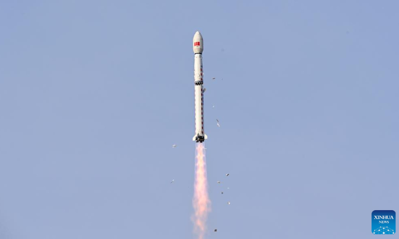 A Long March-4C rocket carrying a new remote sensing satellite of the Yaogan-34 series blasts off from the Jiuquan Satellite Launch Center in northwest China, Nov. 15, 2022. This remote sensing satellite will be used in areas such as land resources survey, urban planning, crop yield estimation, and disaster prevention and mitigation. Photo: Xinhua