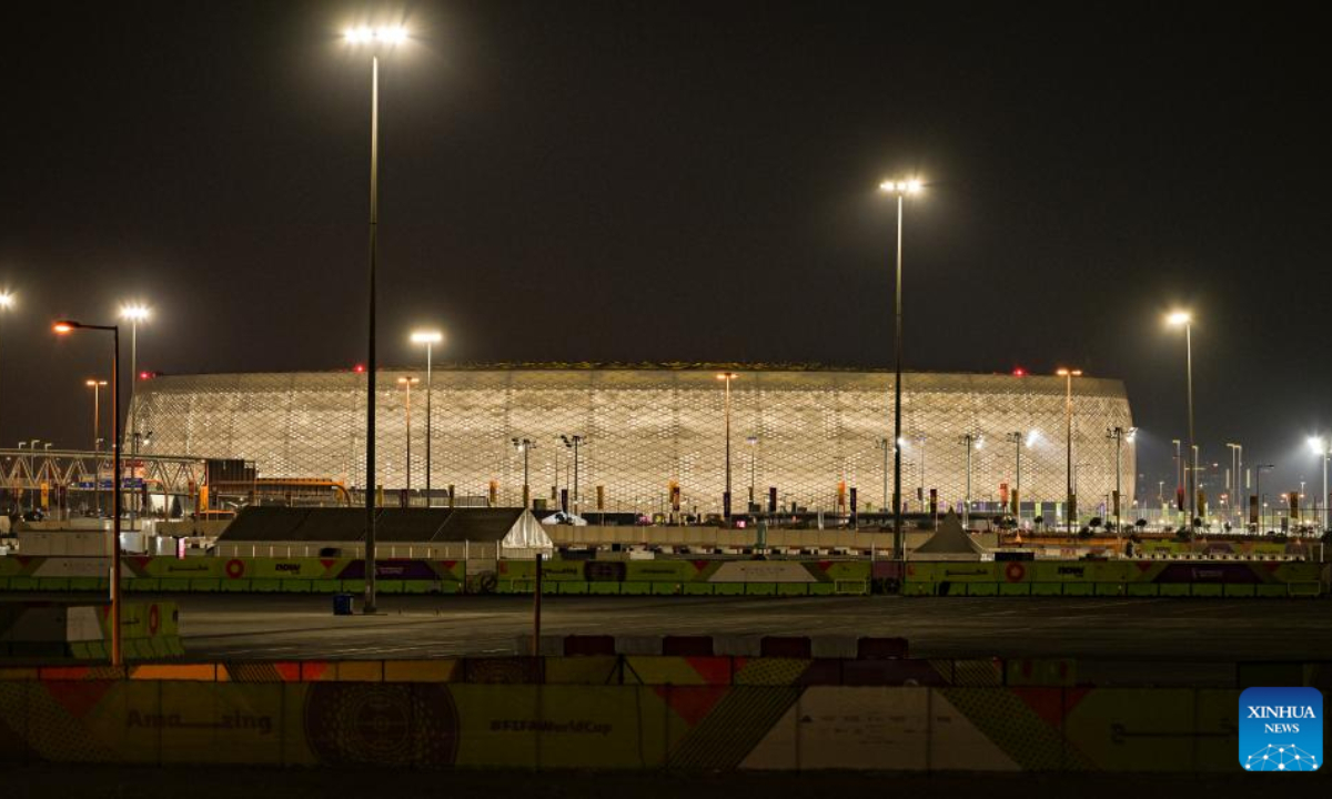 This photo taken on Nov. 17, 2022 shows a view of the Al Thumama Staduim in Doha, Qatar. The FIFA World Cup Qatar 2022 will kick off on Nov 20, 2022. Photo:Xinhua