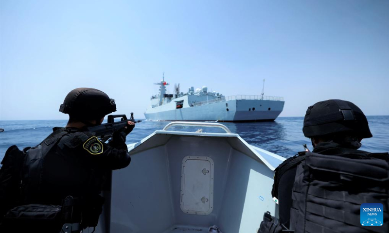 Soldiers of the 41st fleet of the Chinese People's Liberation Army Navy conduct a drill on Aug. 22, 2022. A Chinese navy fleet returned to the port city of Zhoushan in east China's Zhejiang Province on Tuesday after completing its mission of escorting civilian vessels in the Gulf of Aden and in the waters off Somalia. Photo: Xinhua