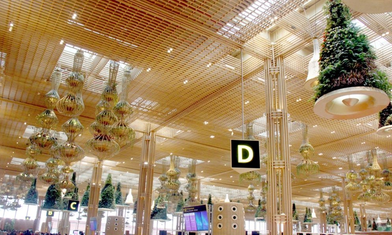 This photo shows a view of the newly-inaugurated Terminal 2 of Kempegowda International Airport in Bangalore, India, on Nov. 12, 2022. (Str/Xinhua)